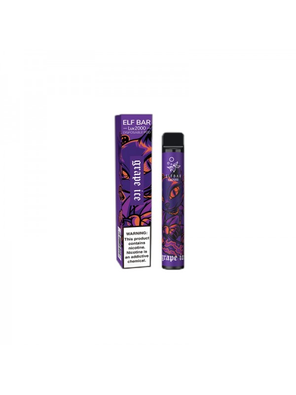 ELF BAR Lux 2000 Disposable Grape Ice 2000 Puffs 1...